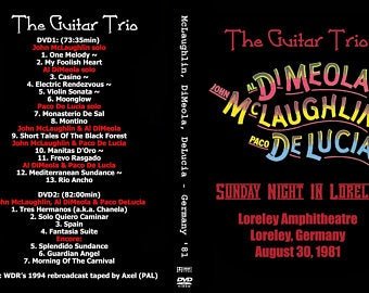 Al Di MEOLA / John McLAUGHLIN / Paco DE LUCIA "Loreley Festival, Germany 1981" 2 Dvd R