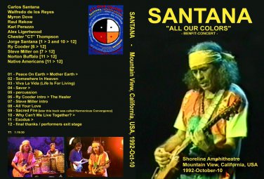SANTANA "MOUNTAIN VIEW BENEFIT CONCERT Oct.10, 1992"  DVD R