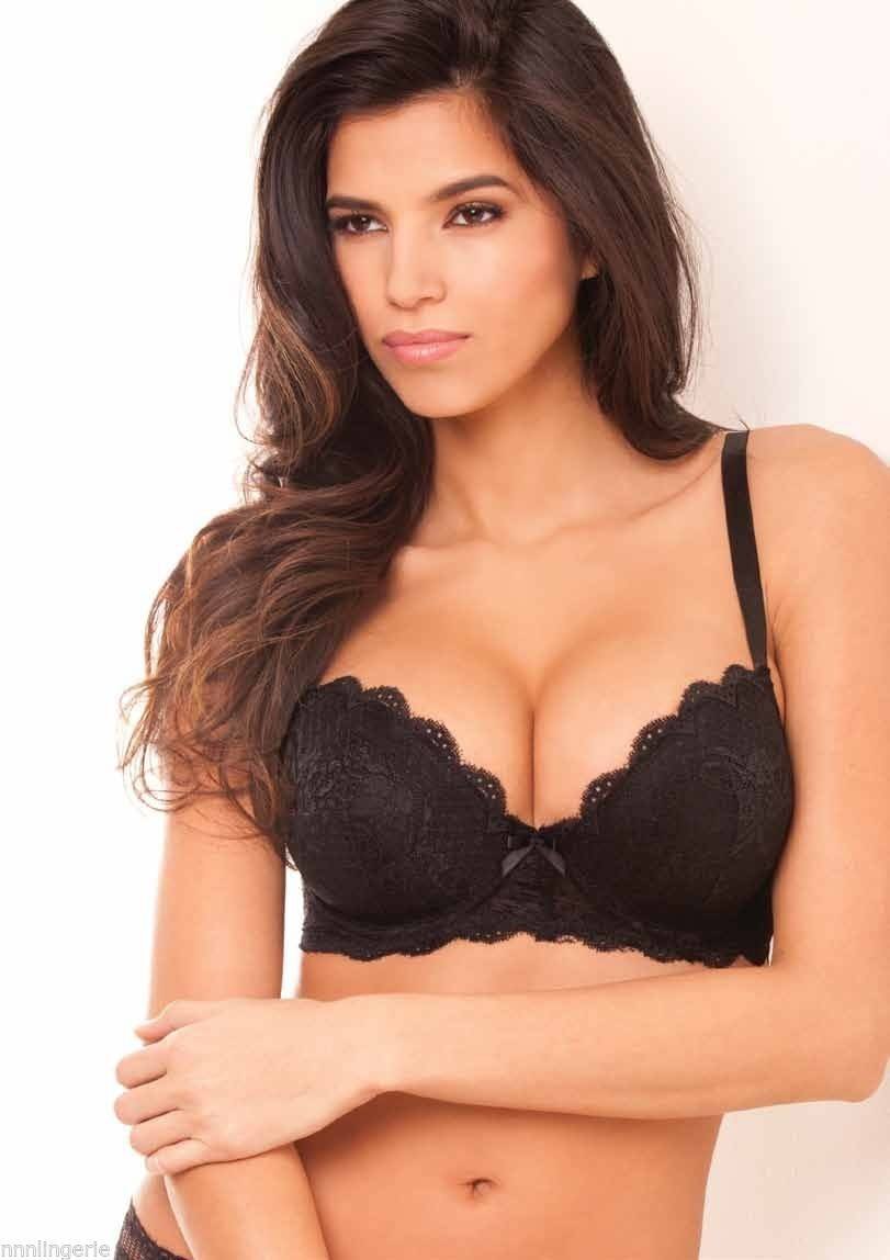 Boudoir Bombshell B2003 Black Lace Seduction Demi Bra 30DDD 30F Molded New