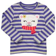 Carter`s Girls Playwear Shirt Top Purple Striped with Bear Cotton 6X New