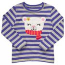 Carter`s Girls Playwear Shirt Top Purple Striped with Bear Cotton 6 Play Wear New