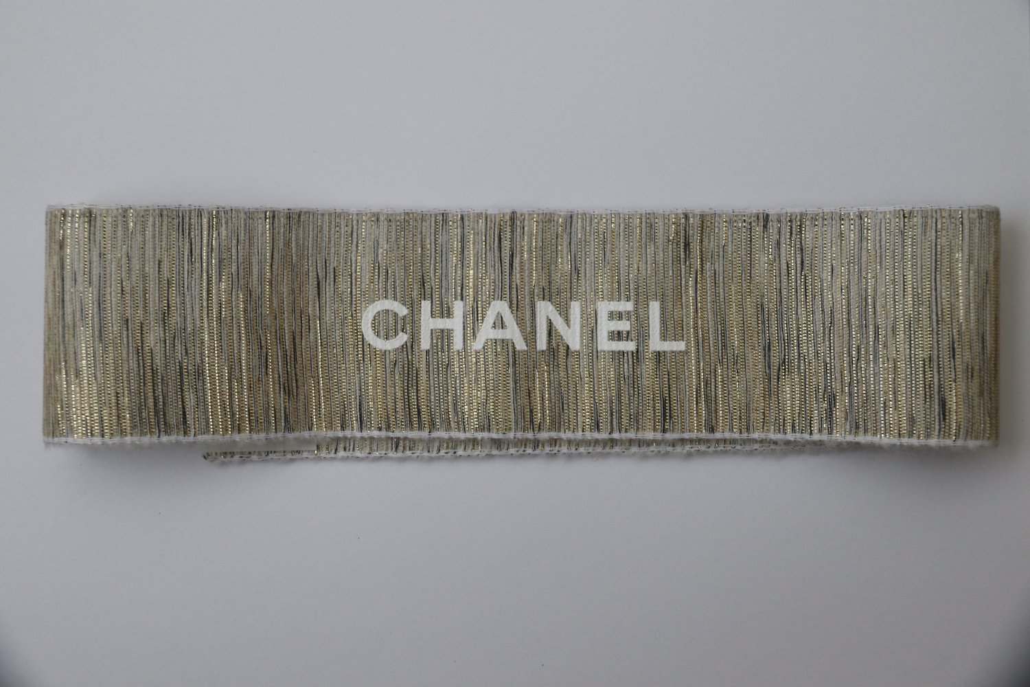 Authentic CHANEL Golden Gift Wrap Wide Ribbon Stripe 26"