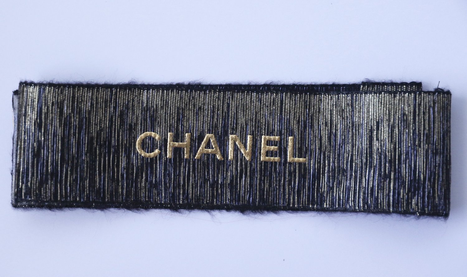 Authentic CHANEL Black & Golden Gift Wrap Wide Ribbon Stripe 26"