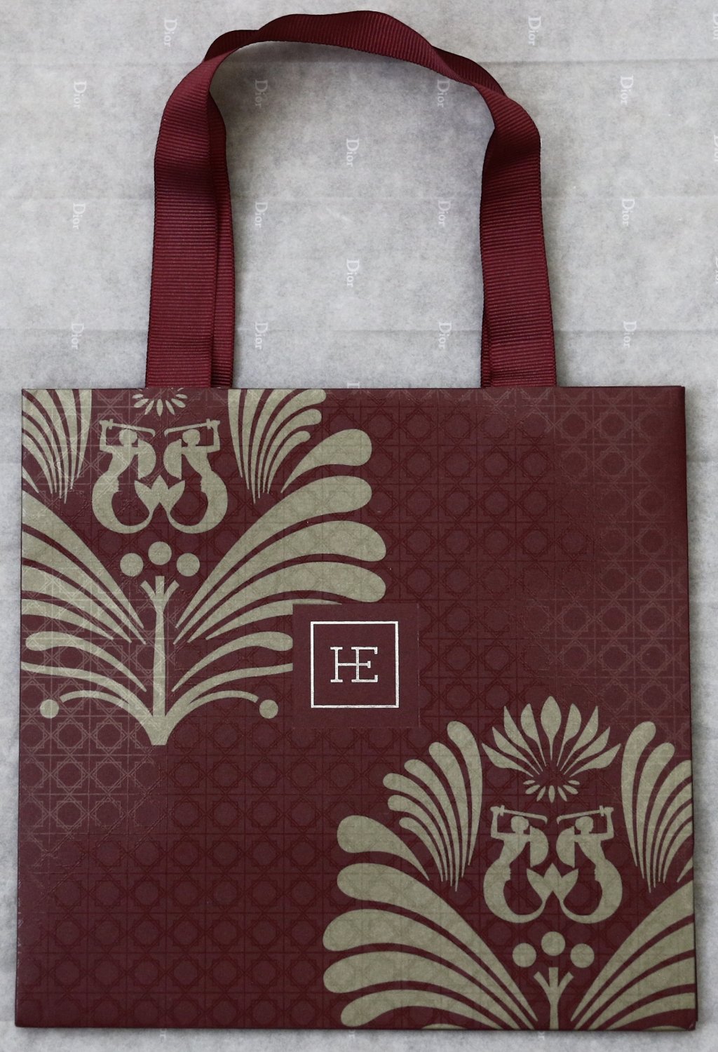 Raffles Luxury Hotel Paper Gift Shopping Bag Burgundy
