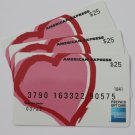 3 American Express Bank Card Valentine`s Day Heart Collectible Debit Credit Gift Empty No $0 Value