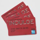 4 American Express Bank Card Red INDULGE Collectible Debit Credit Gift Empty No $0 Value