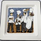 Brunelli Italian Man Chef Salad Plate Made in Italy White & Blue New