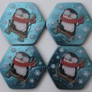 4 Skating Penguin Metal Tin Christmas Holiday Snow Decoration Blue Box Amazon Lot