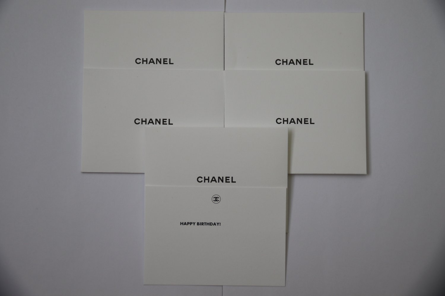 5 Authentic CHANEL Happy Birthday Greeting Card & Envelope Blank 13 cm x 9 cm Gift Set