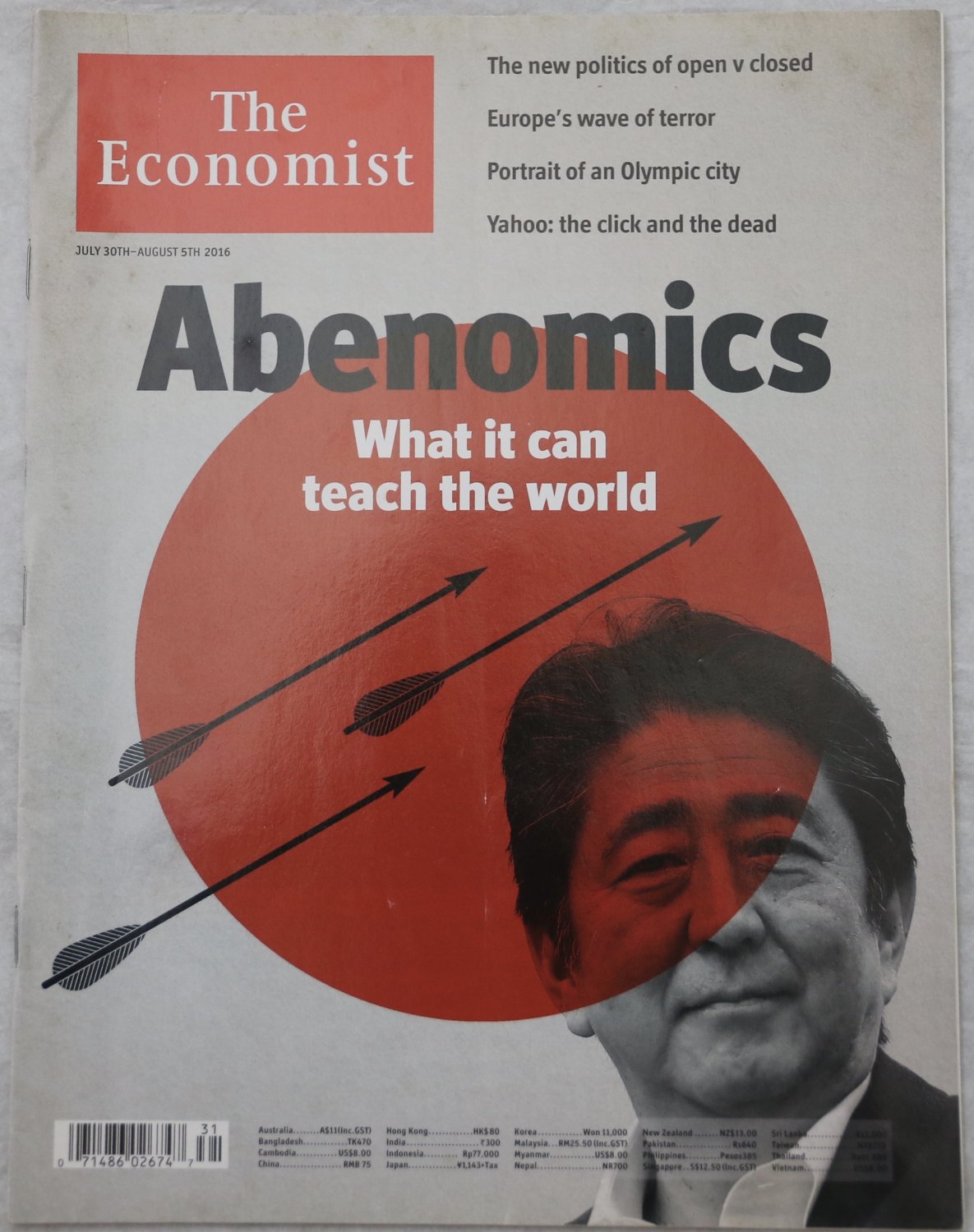 The Economist Magazine 2016 July Shinzo Abe Japan Abenomics