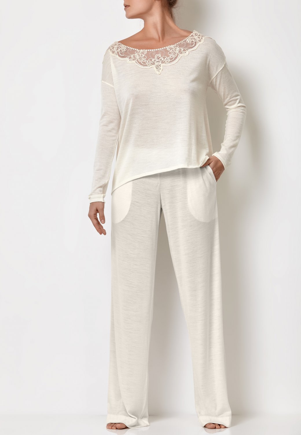 Millesime TOP Long Sleeve SIZE XS Plus Size TOP Lace Top Loungewear Shirt, Sleepwear, Ladies Pyjama