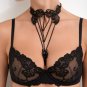 Millesime Lace Bra with Plastron Transparent Bra with Necklace, Lace Underwear for Women Plus Size