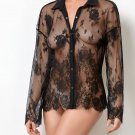 Millesime Lace Shirt Nightshirt Pajama Top SIZE S Sheer Top Sexy Nightwear Loungewear