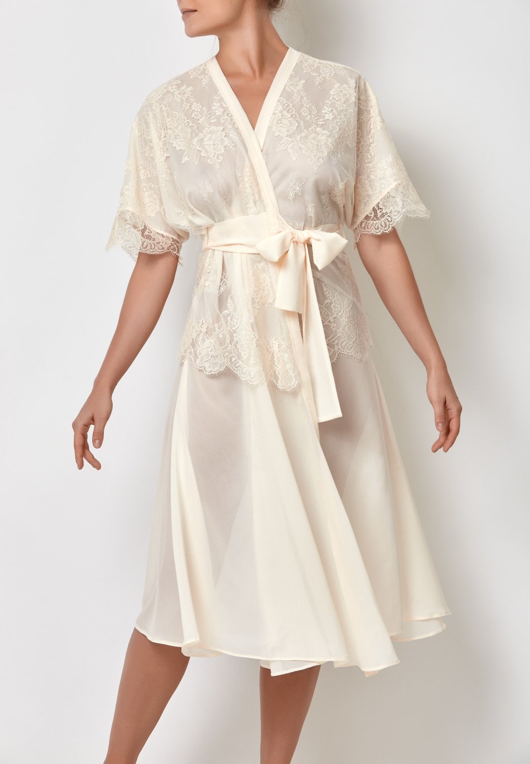 Millesime Lightweight Robe SIZE 4XL Dressing Gown Bride Robe Lace Robe Short Kimono Robe