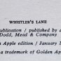 Whistler's Lane by Anthea Fraser - 1st Pb Edn