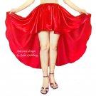 Red Satin High Low Skirt, Ameynra design, asymmetrical. Latin/Salsa dance style