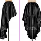 Black Satin High Low Skirt, Ameynra design, asymmetrical. Latin/Salsa dance style