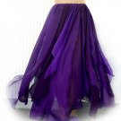 Ameynra Belly Dance Petal Skirt Purple multicolor Chiffon. Size M New