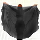 Hal-Circle Veil for Belly Dance. Black Chiffon. New