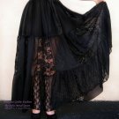Gothic black patchwork skirt OOAK Handwork Satin lace chiffon. Size M, new