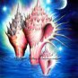 Fantastic ocean shells. Beautiful night. Original painting by Sofia Goldberg