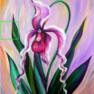 Exotic pink orchid flower. Original acrylic painting 16x12" by Sofia Goldberg