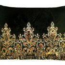 Black Velvet Pillow with Gold Sequin Thread Embroidery. Soft. Ameynra Home Decor