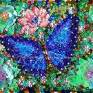 Blue Butterfly Beadwork Bead Sequin Embroidery Art by Sofia Goldberg. Original