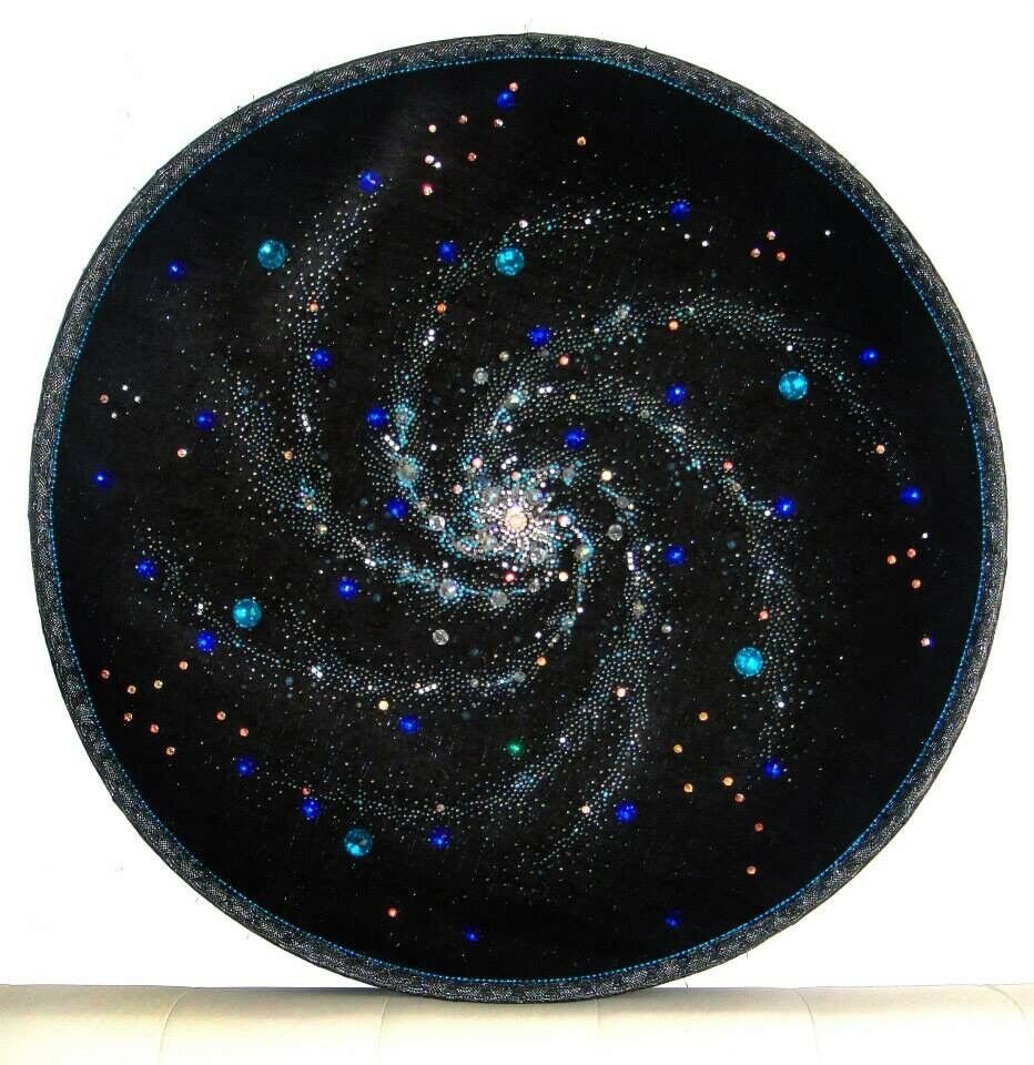 Super size Space Galaxy beadwork bead embroidery Art by Sofia Goldberg. Handwork