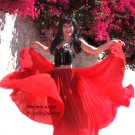 Red chiffon double circle skirt 720" Ameynra design. New
