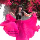 Dark Pink Fuchsia chiffon double circle skirt 720" Ameynra design. New