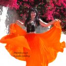 Orange chiffon double circle skirt 720" Ameynra design. New