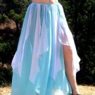 Ameynra Bellydance Skirt. Light-blue White chiffon, with petals. New