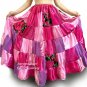 Boho Patchwork Skirt Pink-White-Magenta Satin Chiffon Ameynra Handwork Size M New