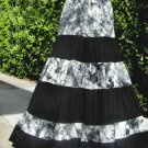 Black Gray A-Line Maxi Skirt. Stretchy Rayon, striped. Size M