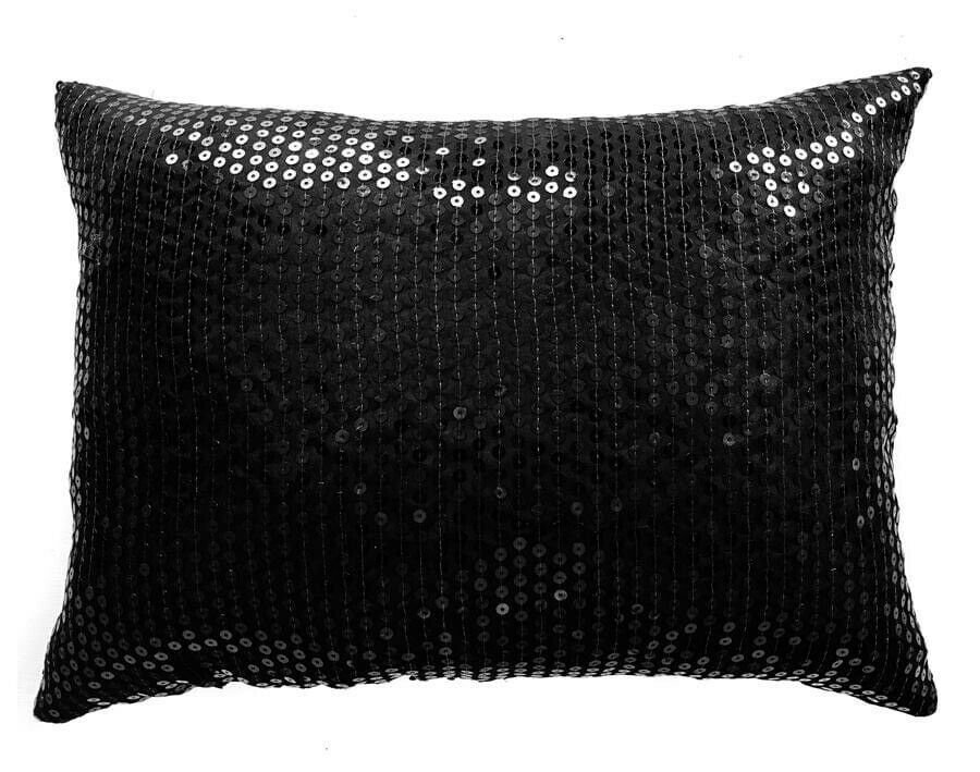 Black Sequin Pillow size 16x12" New Soft Ameynra home decor. Soft