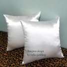 Pair of White Satin Pillows 16x16 inches. New, Soft, Square. Ameynra home decor