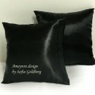 Pair of Black Satin Pillows 16x16 inches. New, Soft, Square. Ameynra home decor