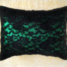 Green black sparkling pillow with lace Ameynra home decor 15x12 New, decorative