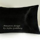 Black Satin Decorative Pillow 14 x 9 inches, Rectangle. Small Size. New