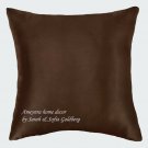 Dark Brown Satin Decorative Pillow 13 x 13 inches cushion / square shape New