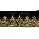 Black Velvet Pillow 12x40" Gold Sequin Thread Embroidery Soft Ameynra Home Decor