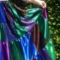 Peacock color Satin Skirt Ameynra Patchwork Size M Long blue green purple brown