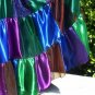 Peacock color Satin Skirt Ameynra Patchwork Size M Long blue green purple brown