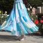 Ameynra Patchwork Skirt Hippie Gypsy Handwork Light Blue White Chiffon Sz M New