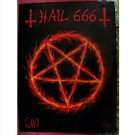 Satanic Fire Pentagram, Hail 666. Original painting, acrylic on canvas board
