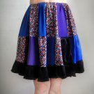 Patchwork Mini Skirt Knee-length Size M, blue multicolor. New. Handcrafted