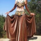 Ameynra Belly Dance Costume Brown Gold Size M New