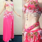 Ameynra Belly Dance Costume Pink Velvet Size L New