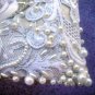 Bridal Wedding Ring Pillow. Sparkly, wt lace, beads, rhinestones. Handwork. New